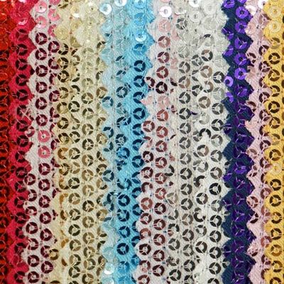 Custom Color Decorative 0.65mm Colorful Sequin Fabric Woven Technics